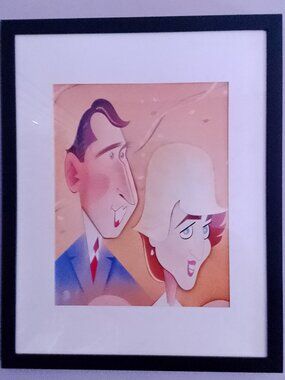 14"x12" caricature of Prince Charles and Lady Di by Risko